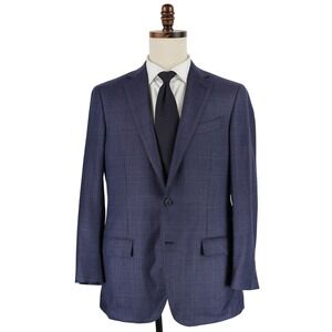 Ermenegildo Zegna Milano Sport Coat 40R Blue Plaid 100% Wool Blazer Jacket